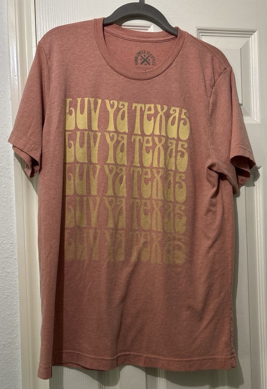 Tumbleweed TexStyles Luv Ya Texas T-Shirt Size L Peach Graphic Tee Texas Pride